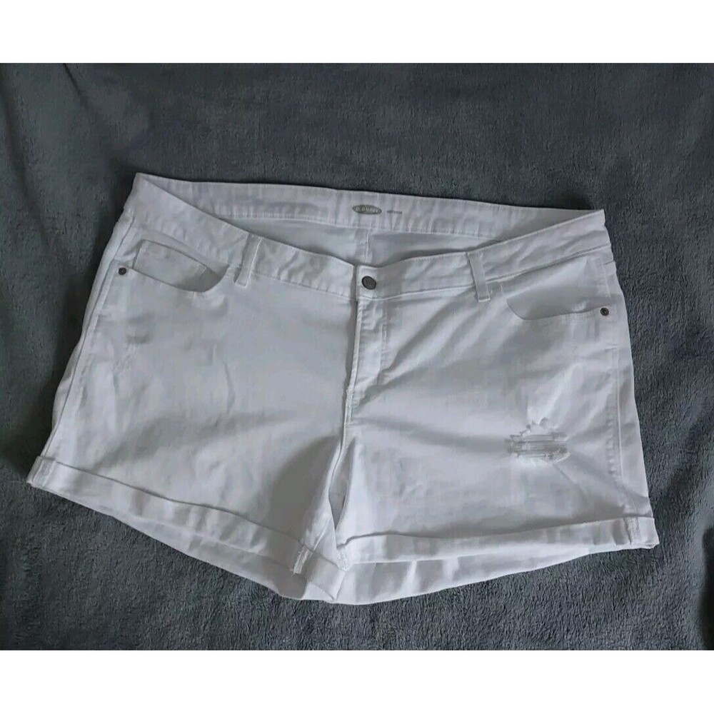 Old Navy White Boyfriend Distressed Shorts Womens Plus Size 20 Roll Hem